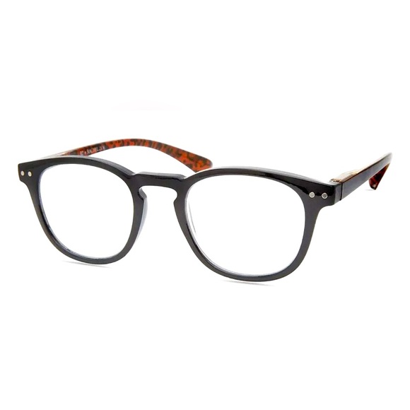 RZ By Rachel Zoe Leah Reading Glasses +2.0 NIB Tortoise Shell & Black with Case - Picture 1 of 5